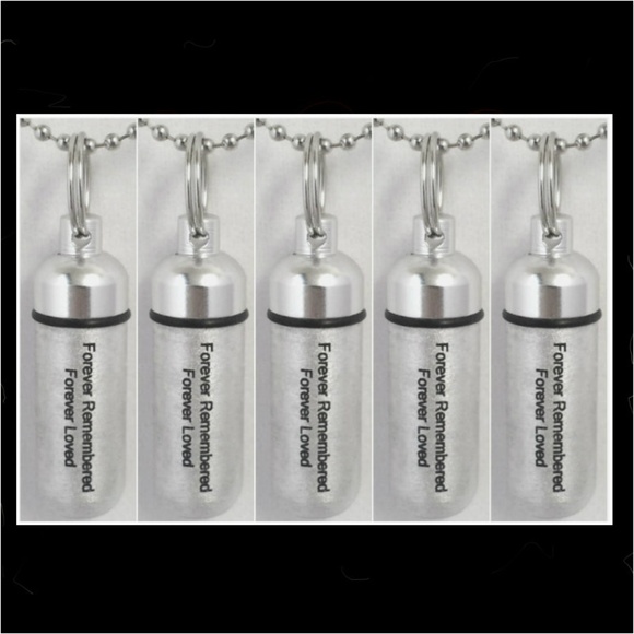 Set of 3 /"Forever Remembered Forever Loved/" CREMATION URN Necklaces w//Pouches